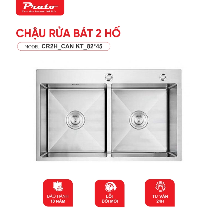 Chậu rửa bát Prato 2 hố  KT_82*45